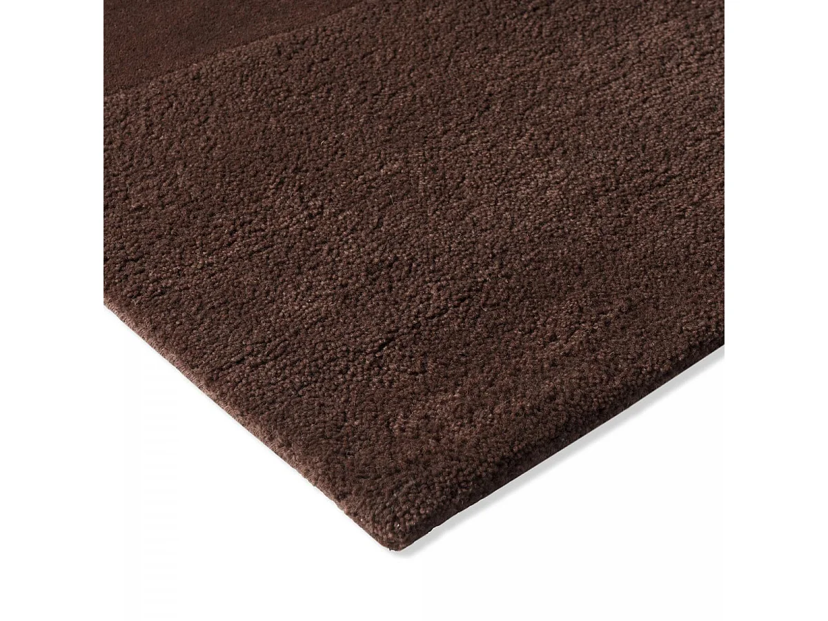 tapis chambre 160x230 fait à la main en laine marron rectangle motif faux uni