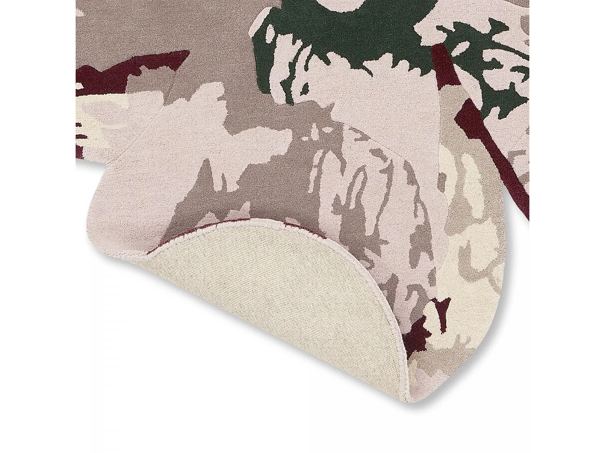 tapis chambre 200x200 fait à la main en laine rose clair et bordeaux