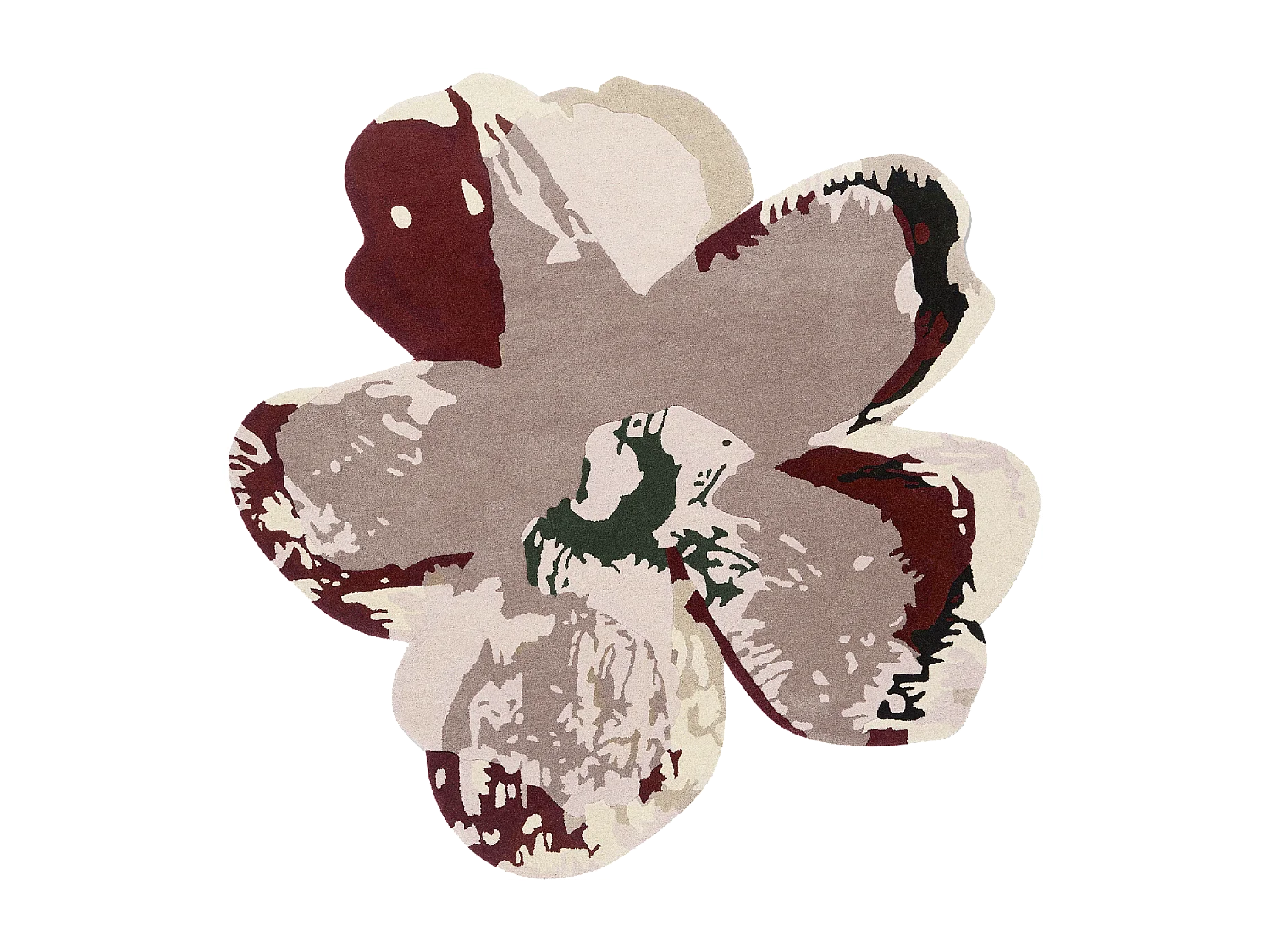 tappeto per camera da letto 200x200 realizzato a mano in lana rosa chiaro e bordeaux