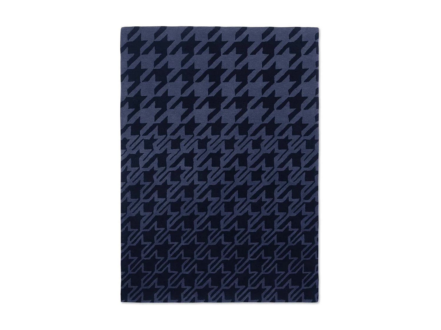tapis chambre 170x240 fait à la main en laine bleu foncé motif géométrique