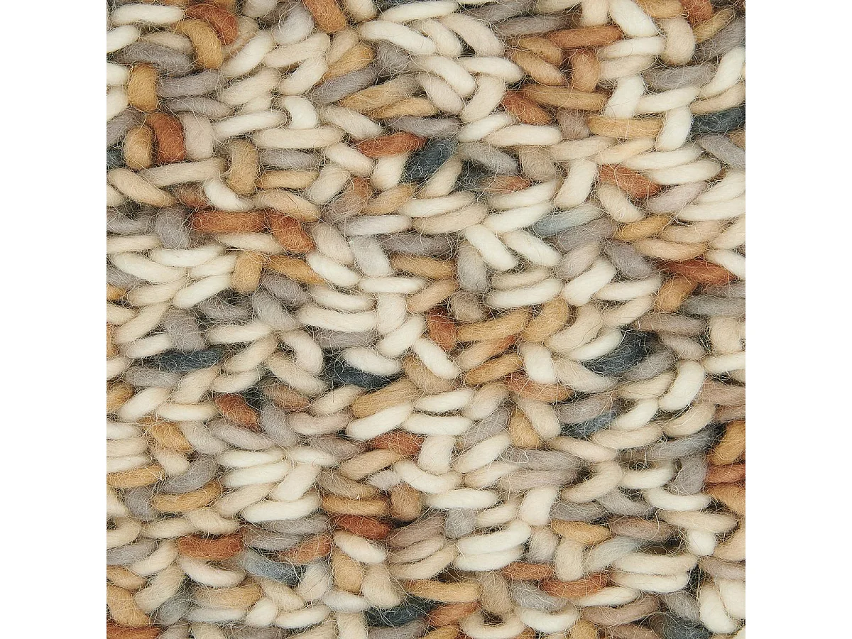 Tapis longs poils shaggy 140x200 rectangle tissé beige et bleu en laine