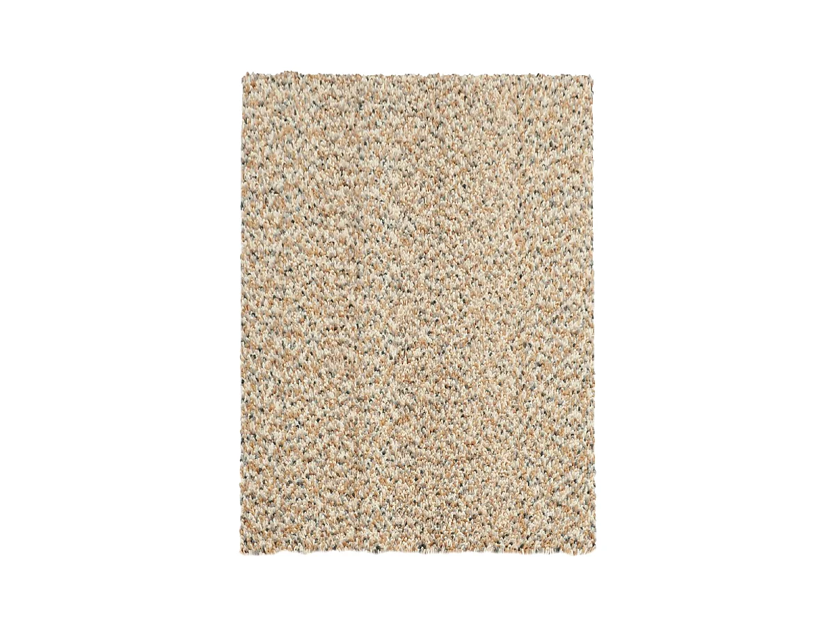 Tapis longs poils shaggy 140x200 rectangle tissé beige et bleu en laine