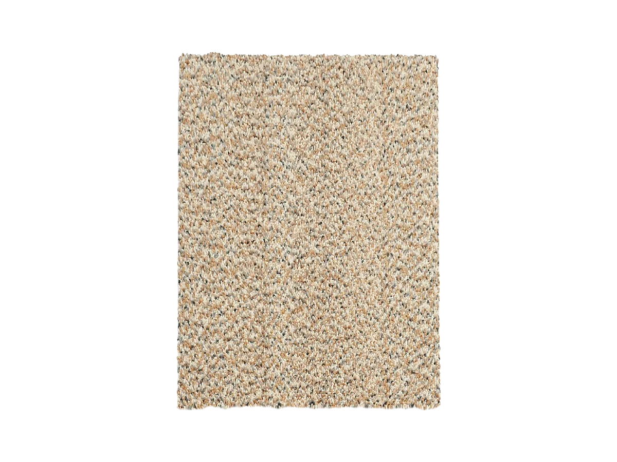 Tapis longs poils shaggy 140x200 rectangle tissé beige et bleu en laine