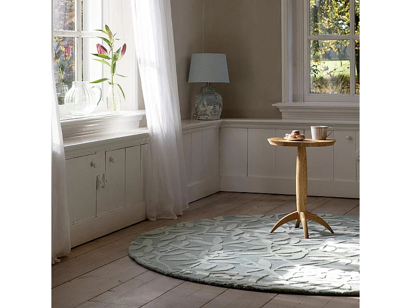 Tapis rond Ø200cm fait main en laine motif floral pour salon CLEAVERS