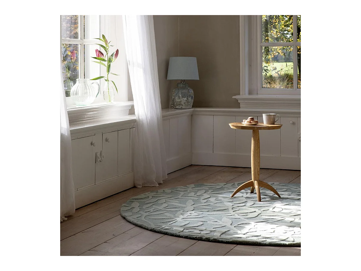 Tapis rond Ø200cm fait main en laine motif floral pour salon CLEAVERS