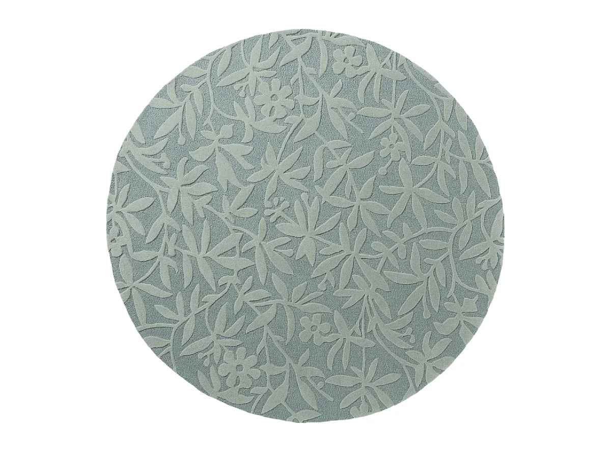 Tapis rond Ø200cm fait main en laine motif floral pour salon CLEAVERS