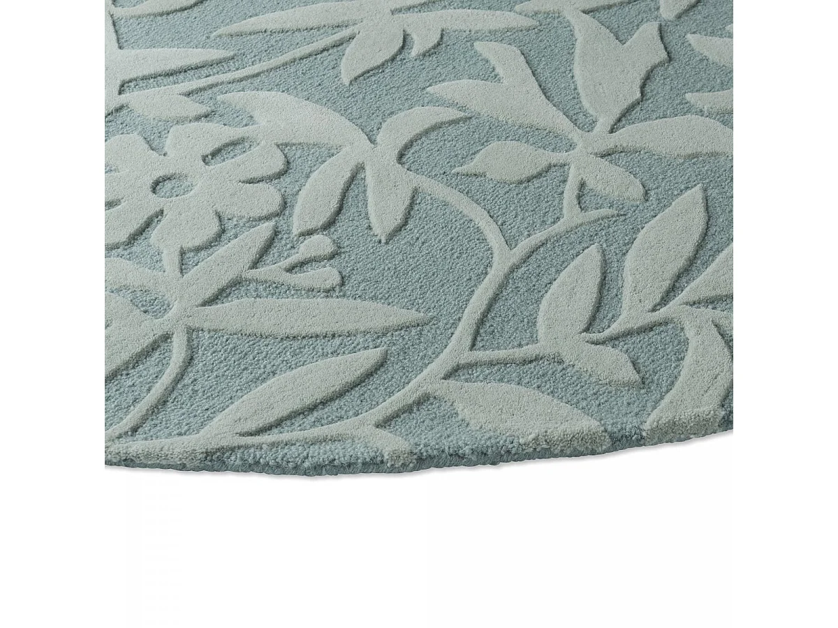 Tapis rond Ø200cm fait main en laine motif floral pour salon CLEAVERS