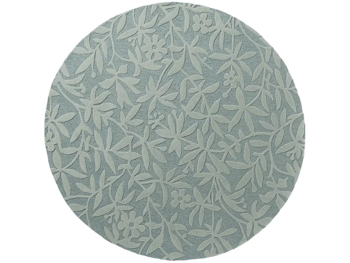 Tapis rond Ø200cm fait main en laine motif floral pour salon CLEAVERS