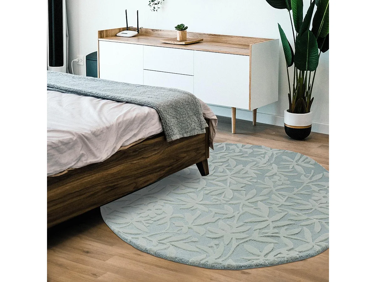 Tappeto rotondo Ø200cm realizzato a mano in lana fantasia floreale per soggiorno CLEAVERS