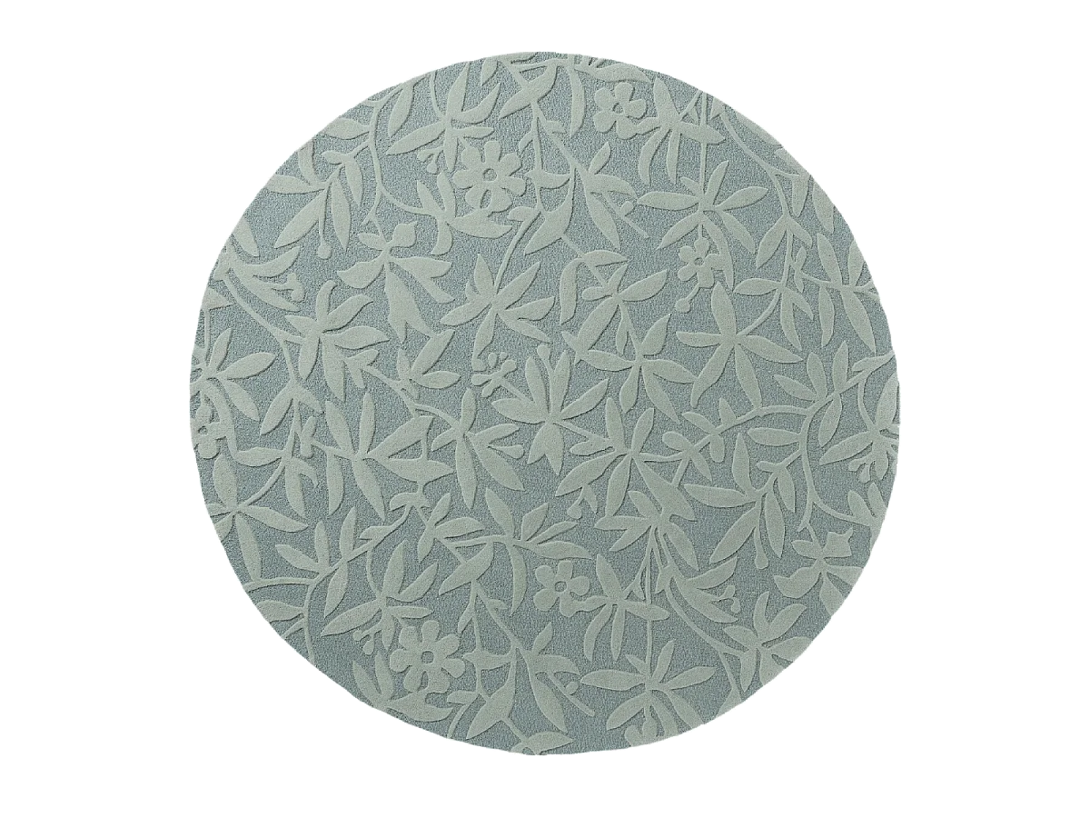 Tapis rond Ø200cm fait main en laine motif floral pour salon CLEAVERS