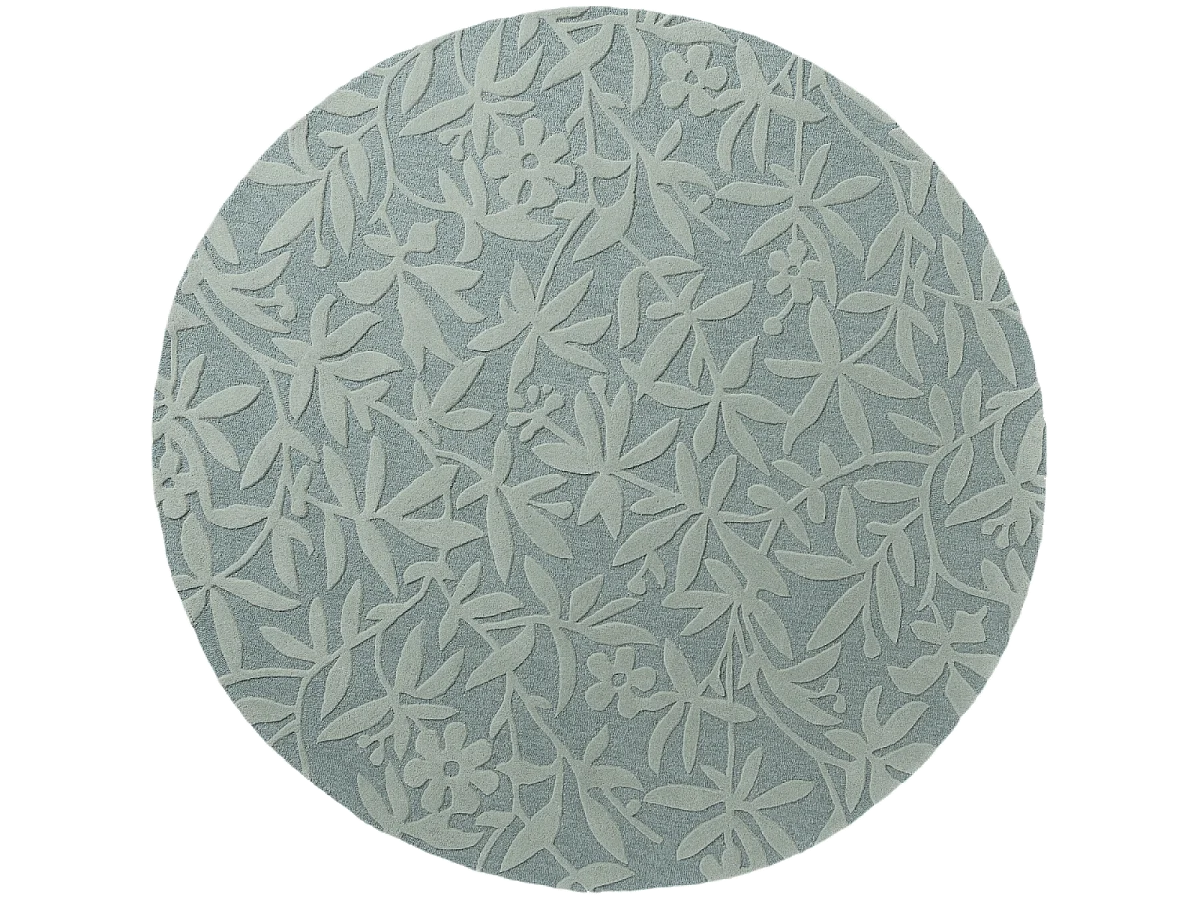 Tapis rond Ø200cm fait main en laine motif floral pour salon CLEAVERS