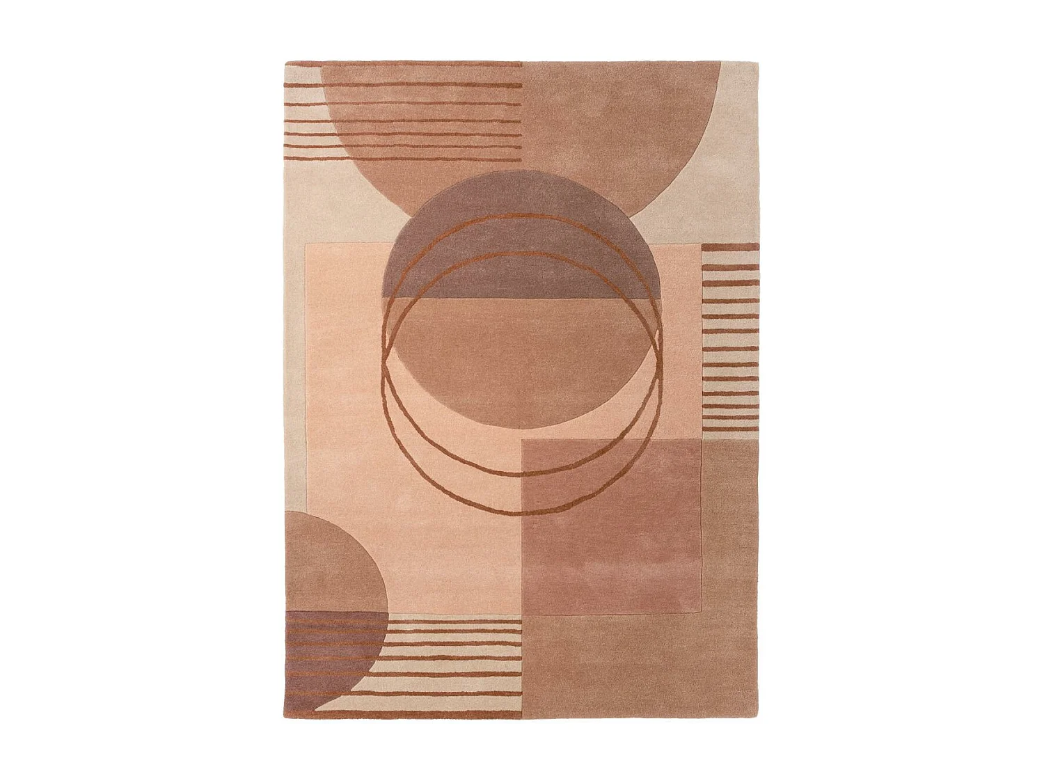 tapis grand salon 250x350 fait à la main en laine crème motif géométrique