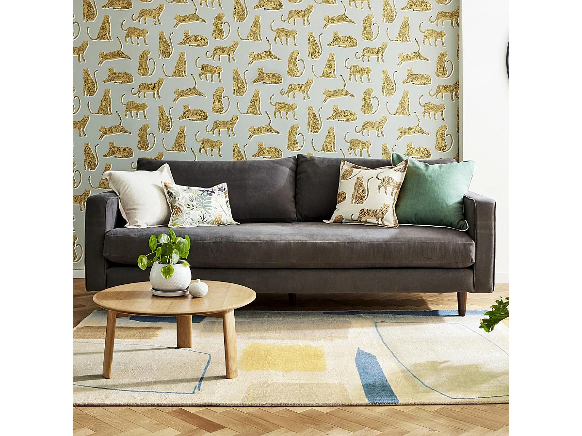 tappeto per camera da letto 200x280 realizzato a mano in lana beige e gialla fantasia astratta