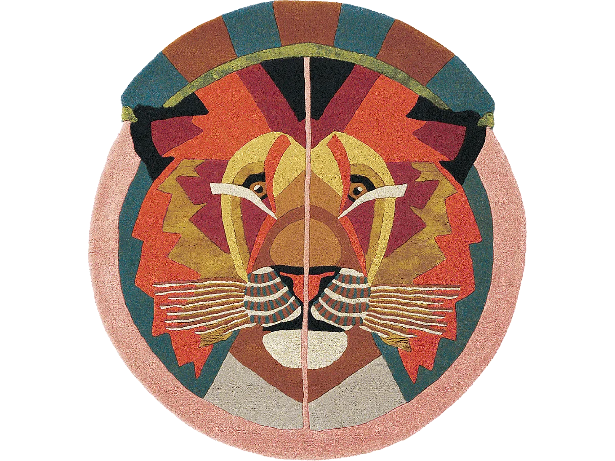 tapis open space 200x200 fait à la main en laine multicolore motif fresque