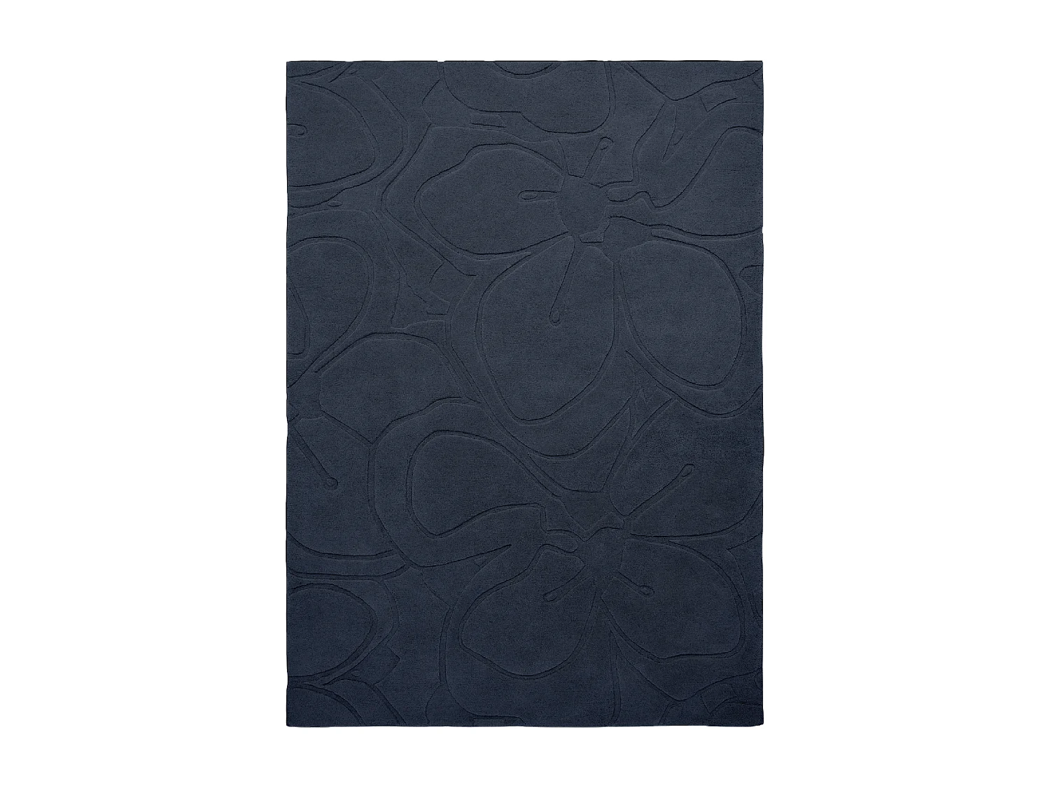 Tappeto da soggiorno grande 250x350 realizzato a mano in lana blu scuro fantasia tinta unita