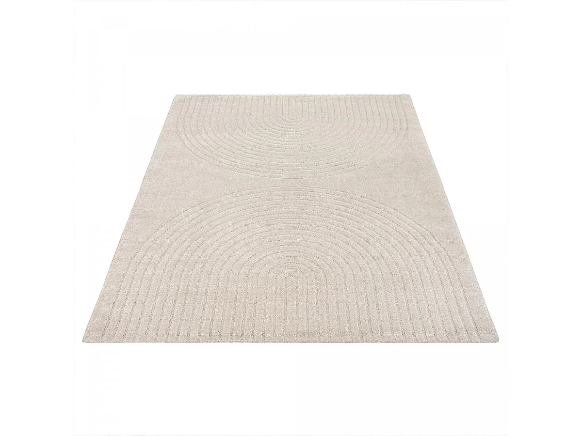Tapis salon DEMILU 140x200 cm Beige - Tapis Cuisine doux et soyeux