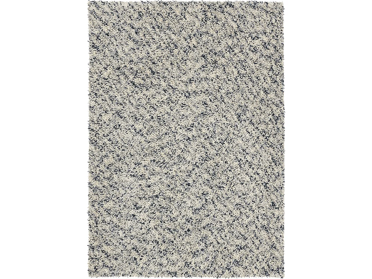 Tapis shaggy 170x240 rectangle tissé gris et crème en laine motif faux uni DOTS