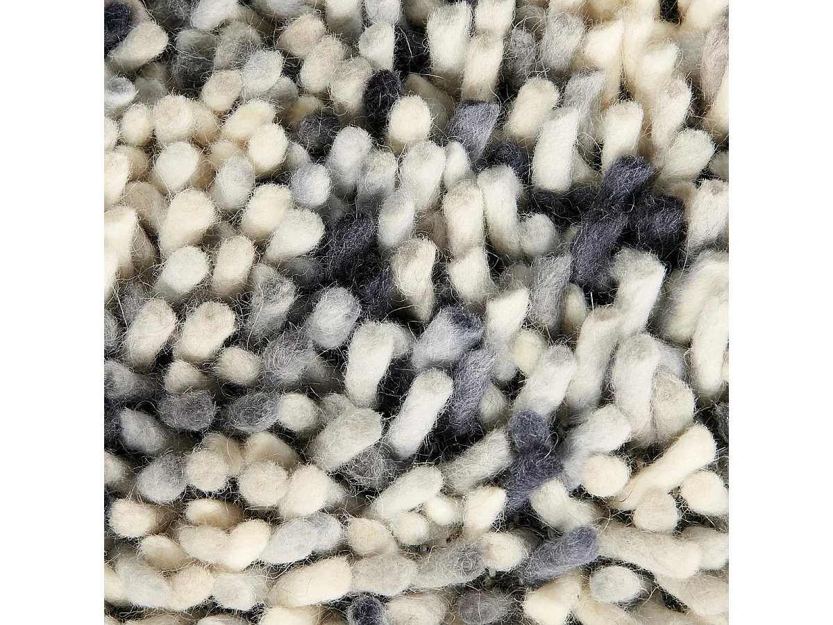 Tapis shaggy 170x240 rectangle tissé gris et crème en laine motif faux uni DOTS