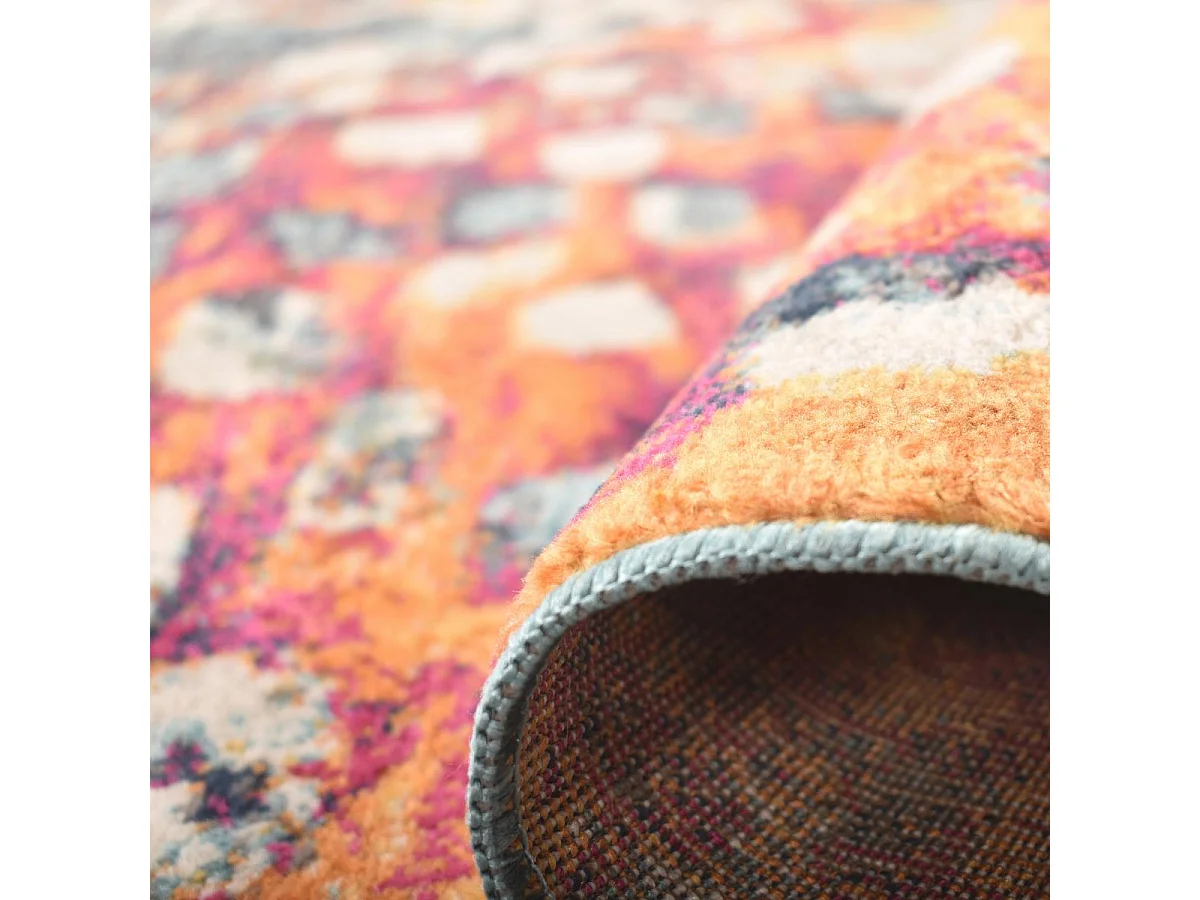 Tapis Vintage Oriental 120x170 cm - LYN3 DESI - Couleur : multicolore bleu orange rose