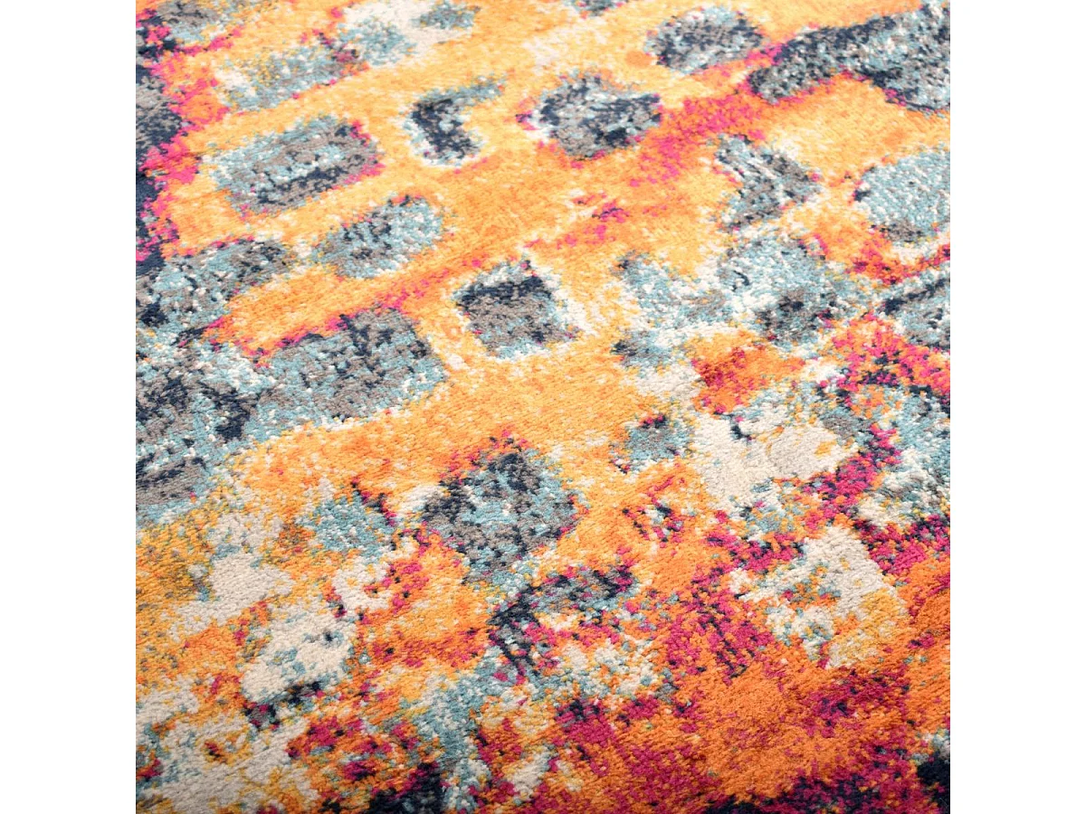 Tapis Vintage Oriental 120x170 cm - LYN3 DESI - Couleur : multicolore bleu orange rose