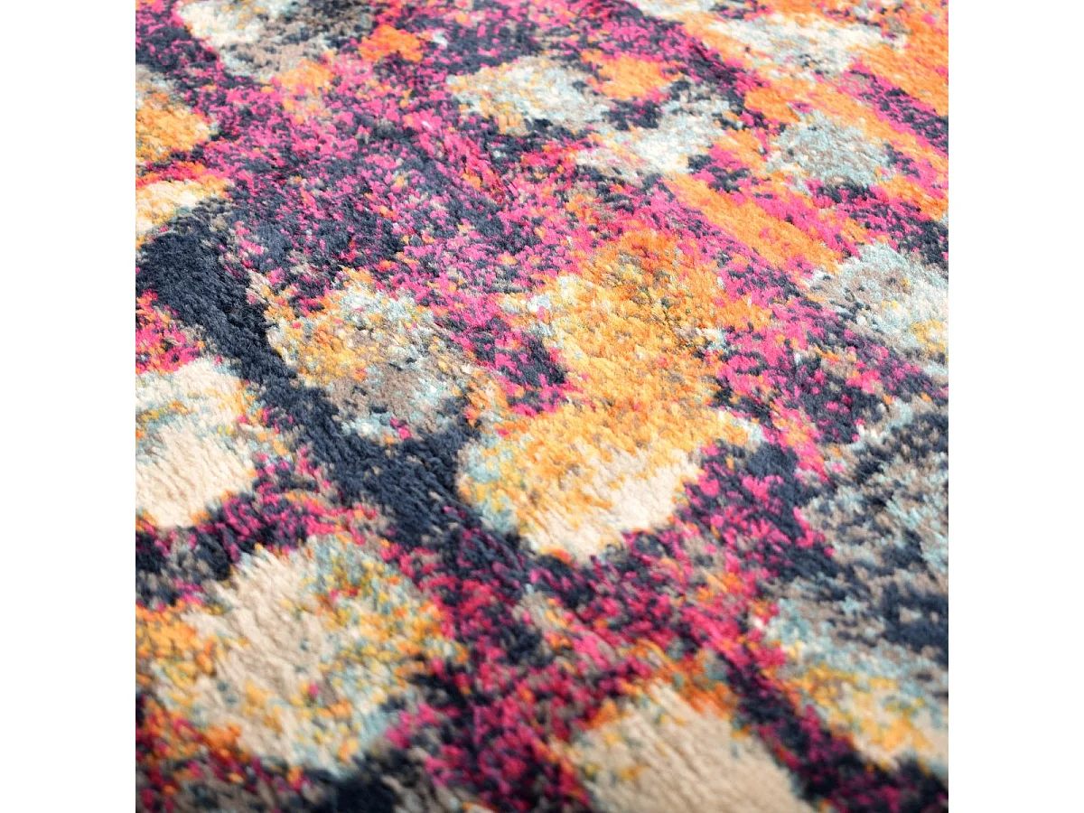 Tapis Vintage Oriental 120x170 cm - LYN3 DESI - Couleur : multicolore bleu orange rose