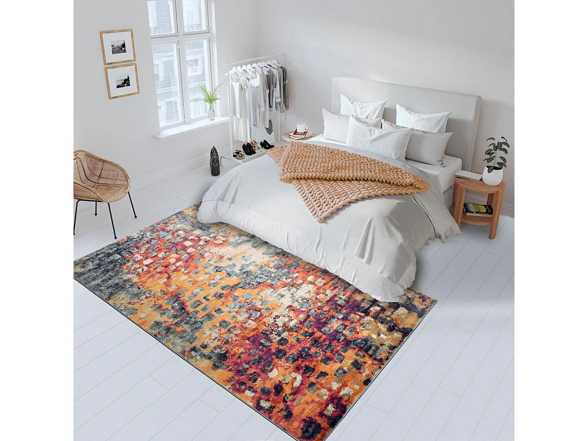 Tapis Vintage Oriental 120x170 cm - LYN3 DESI - Couleur : multicolore bleu orange rose