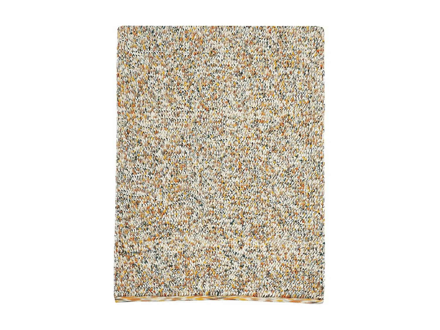 tapis entrée 140x200 tissé en laine beige et orange rectangle motif faux uni
