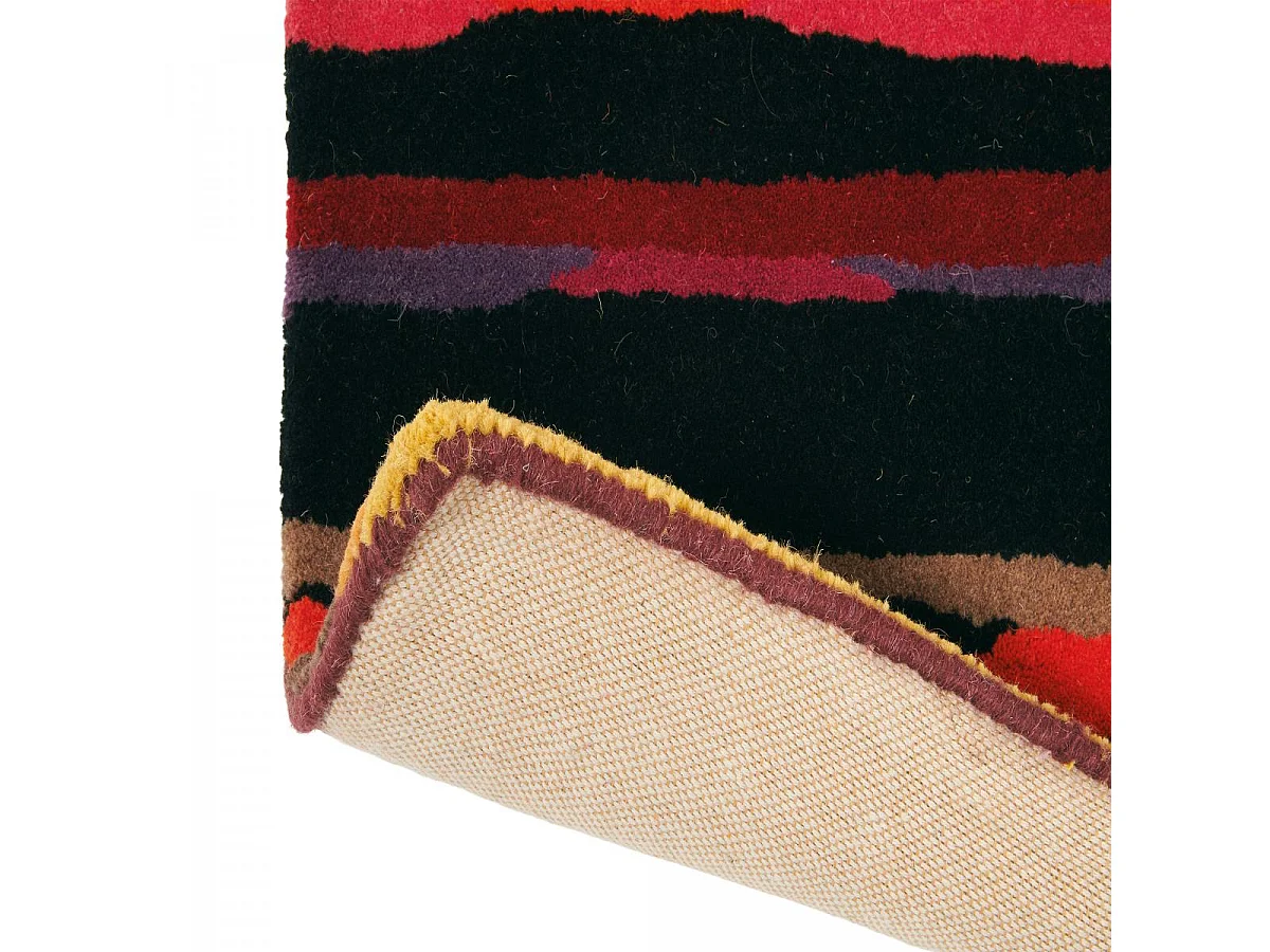 tapis chambre 160x230 tissé en laine rouge et orange rectangle motif géométrique