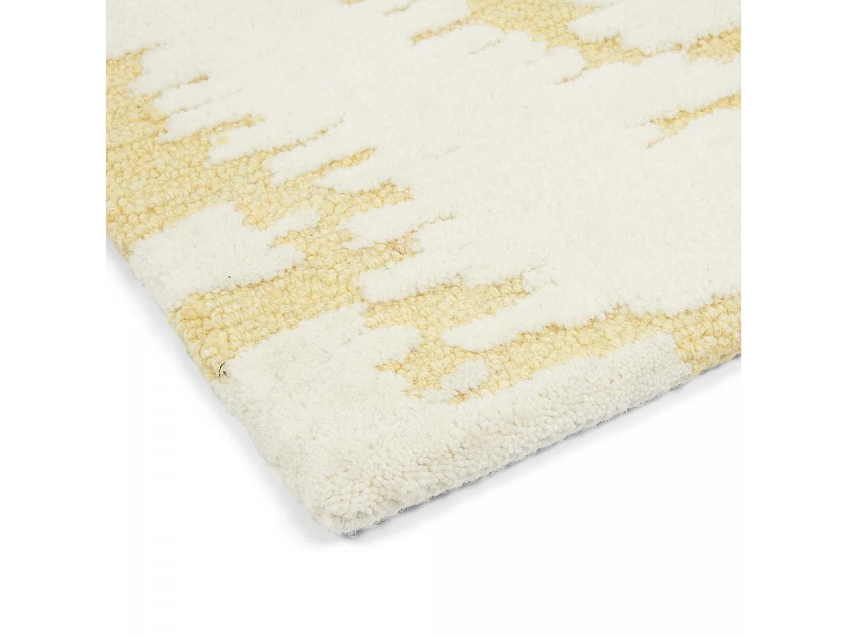 tapis chambre 200x280 fait à la main en laine jaune rectangle motif abstrait