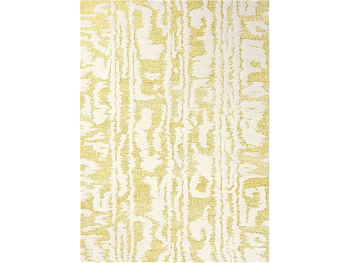 tapis chambre 200x280 fait à la main en laine jaune rectangle motif abstrait