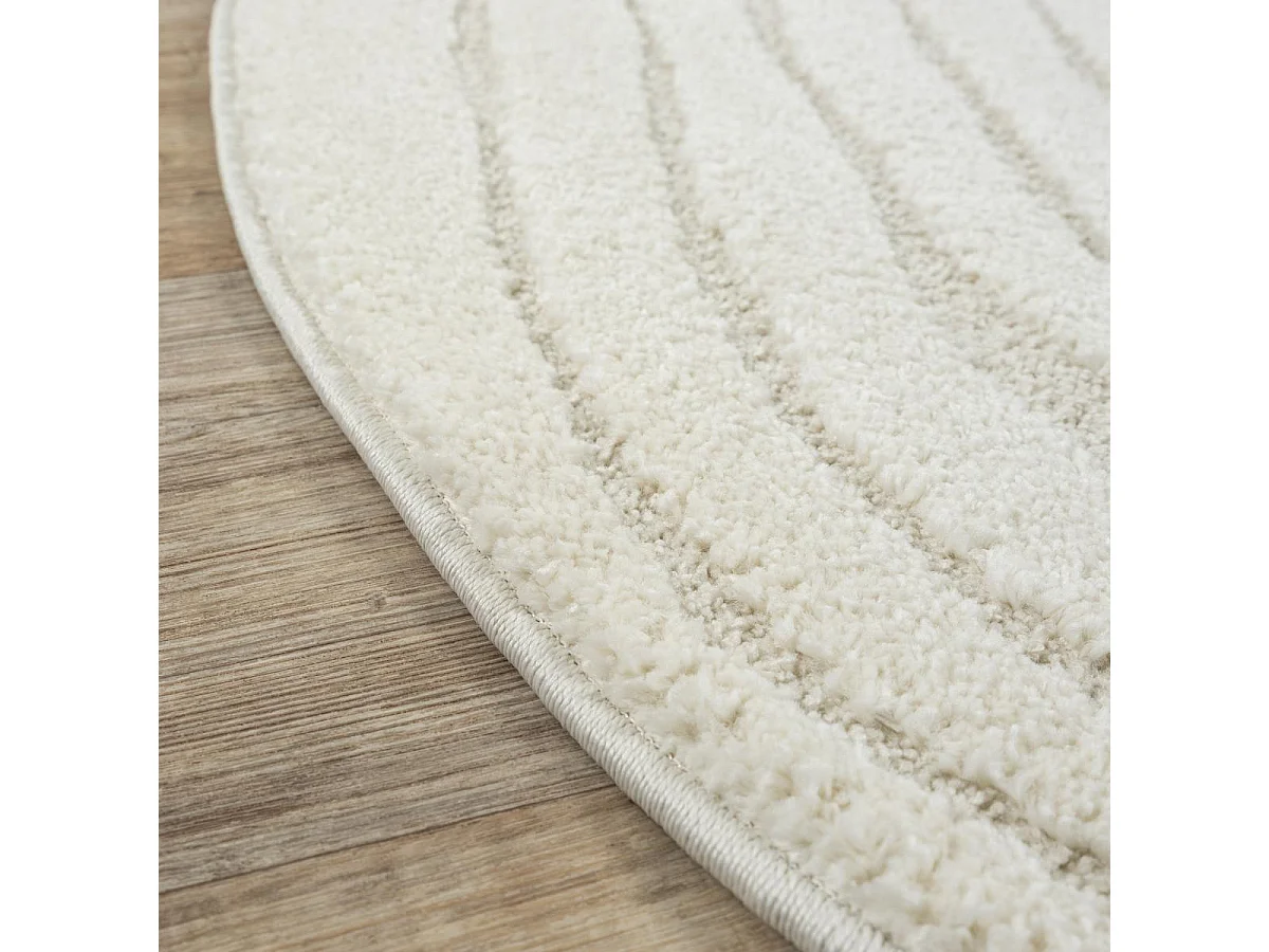 Tapis rond LYN9 SPIRATRI  ∅ 160 cm Crème Tapis facile d'entretien idéal pour la chambre