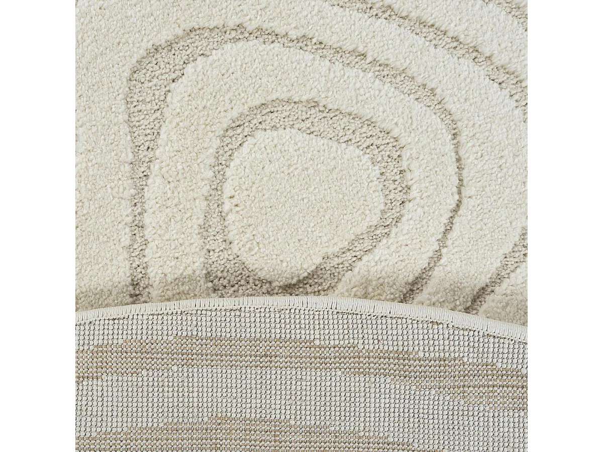 Tapis rond LYN9 SPIRATRI  ∅ 160 cm Crème Tapis facile d'entretien idéal pour la chambre