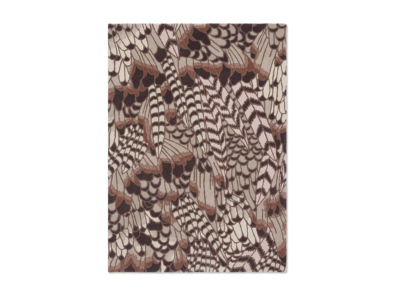 tapis grand salon 250x350 fait à la main en laine marron motif floral