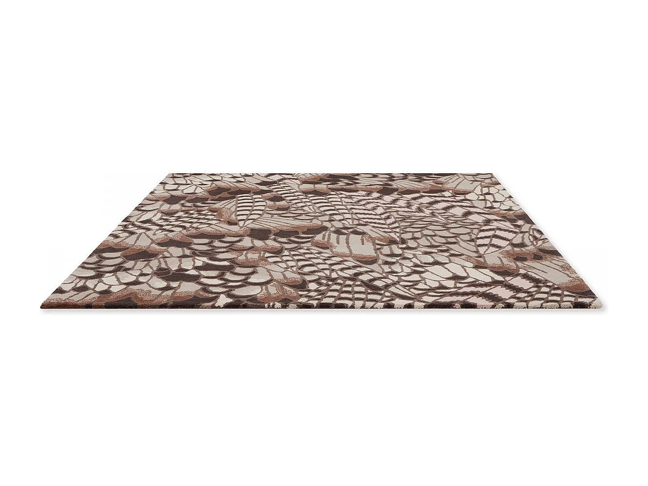 tapis grand salon 250x350 fait à la main en laine marron motif floral