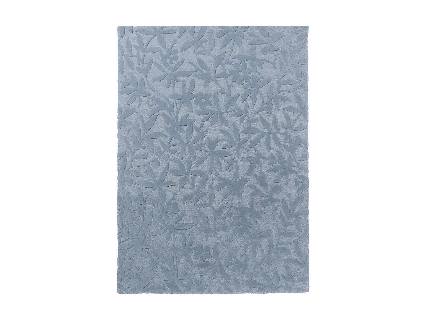 tapis chambre 140x200 fait main en laine bleu rectangle motif floral CLEAVERS