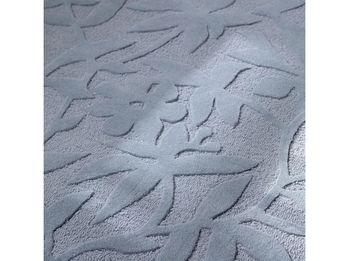 tappeto per camera da letto 140x200 realizzato a mano in lana blu rettangolo motivo floreale CLEAVERS