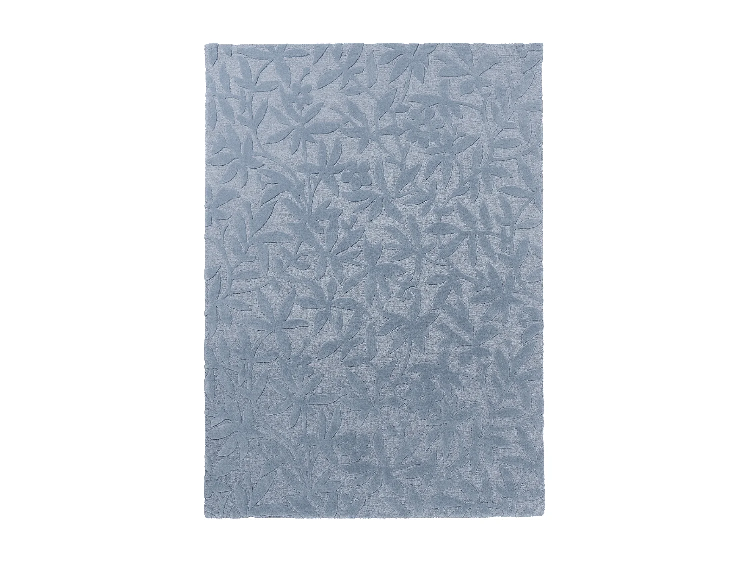 tapis chambre 140x200 fait main en laine bleu rectangle motif floral CLEAVERS