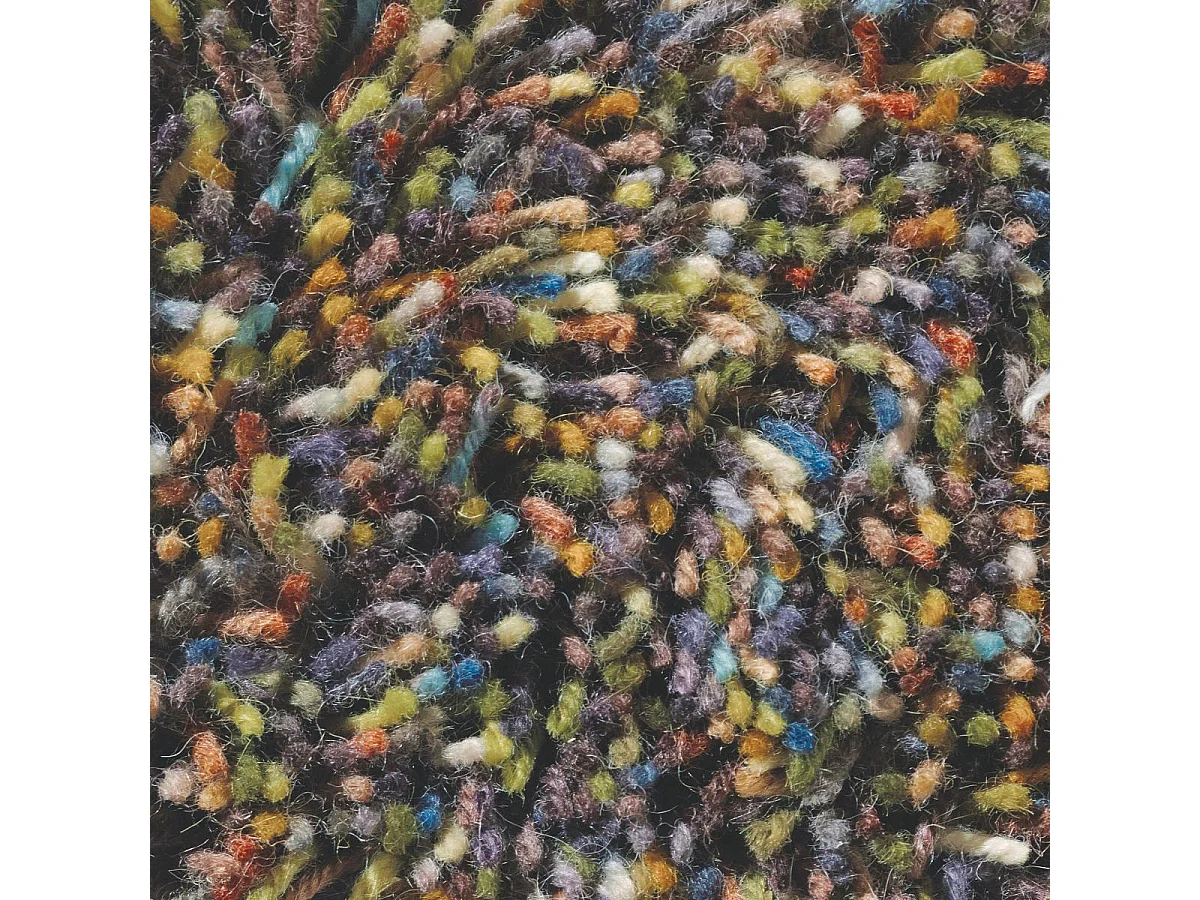 Tapis shaggy 140x200 rectangle tufté moutarde et marron en laine motif faux uni