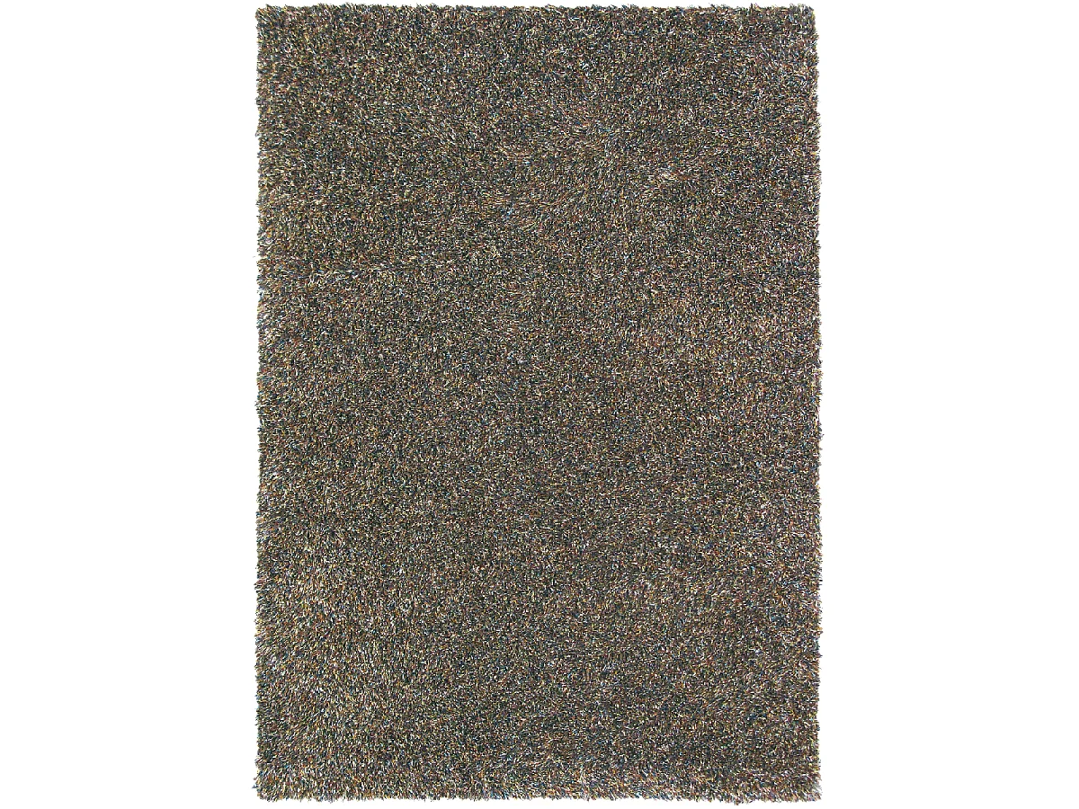 Tapis shaggy 140x200 rectangle tufté moutarde et marron en laine motif faux uni