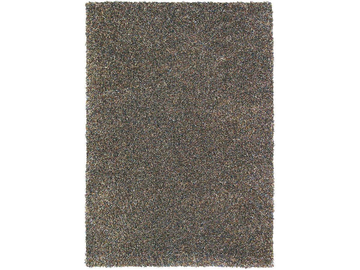 Tapis shaggy 140x200 rectangle tufté moutarde et marron en laine motif faux uni