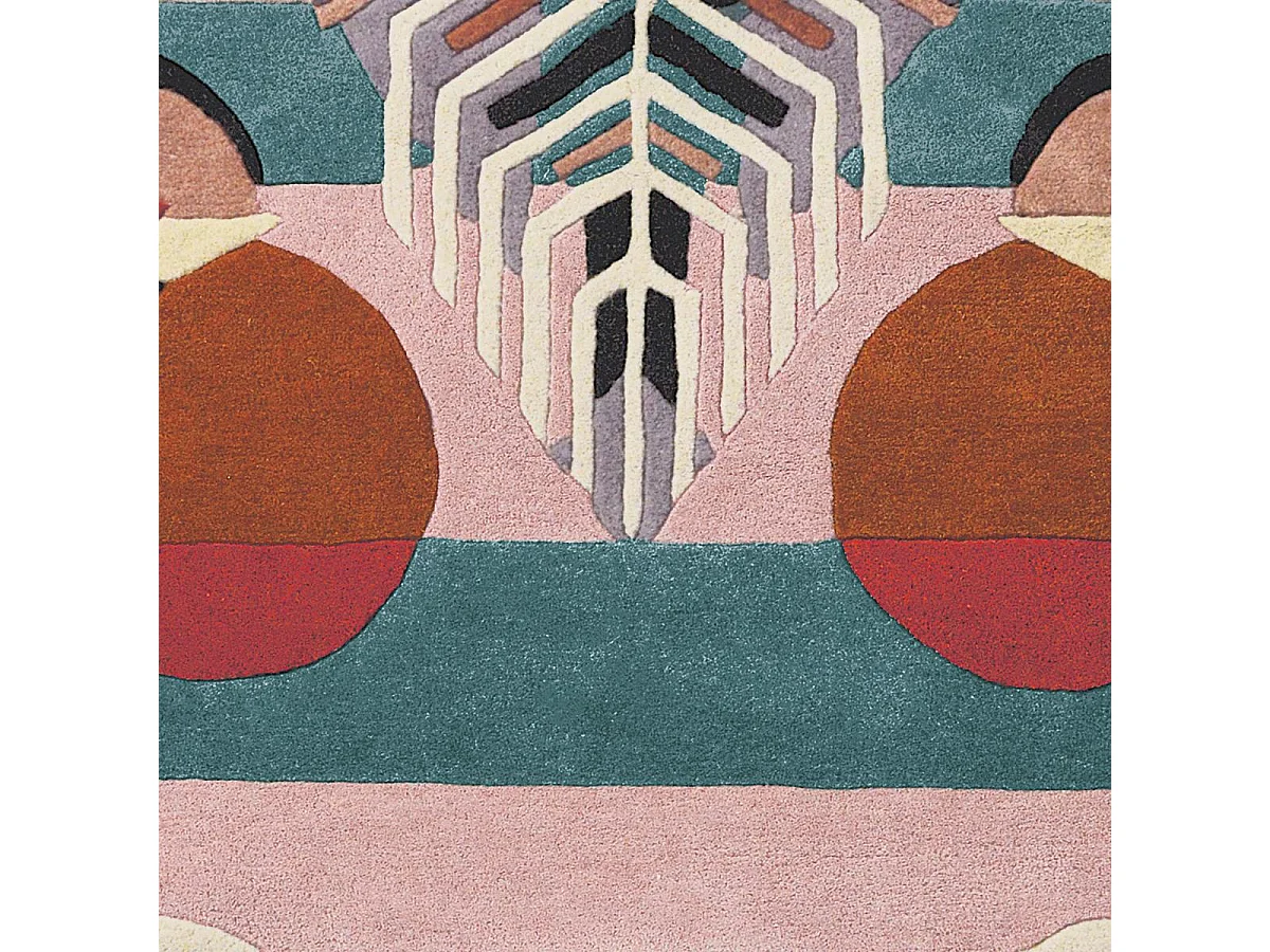 tapis open space 200x200 fait à la main en laine multicolore motif fresque