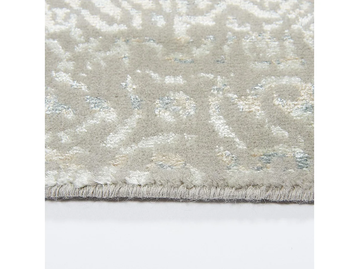 tapis chambre 105x165 fait main en laine gris et blanc rectangle motif uni BREZE