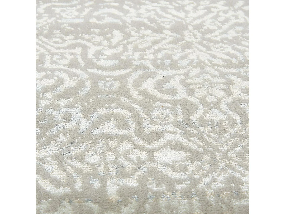 tapis chambre 105x165 fait main en laine gris et blanc rectangle motif uni BREZE