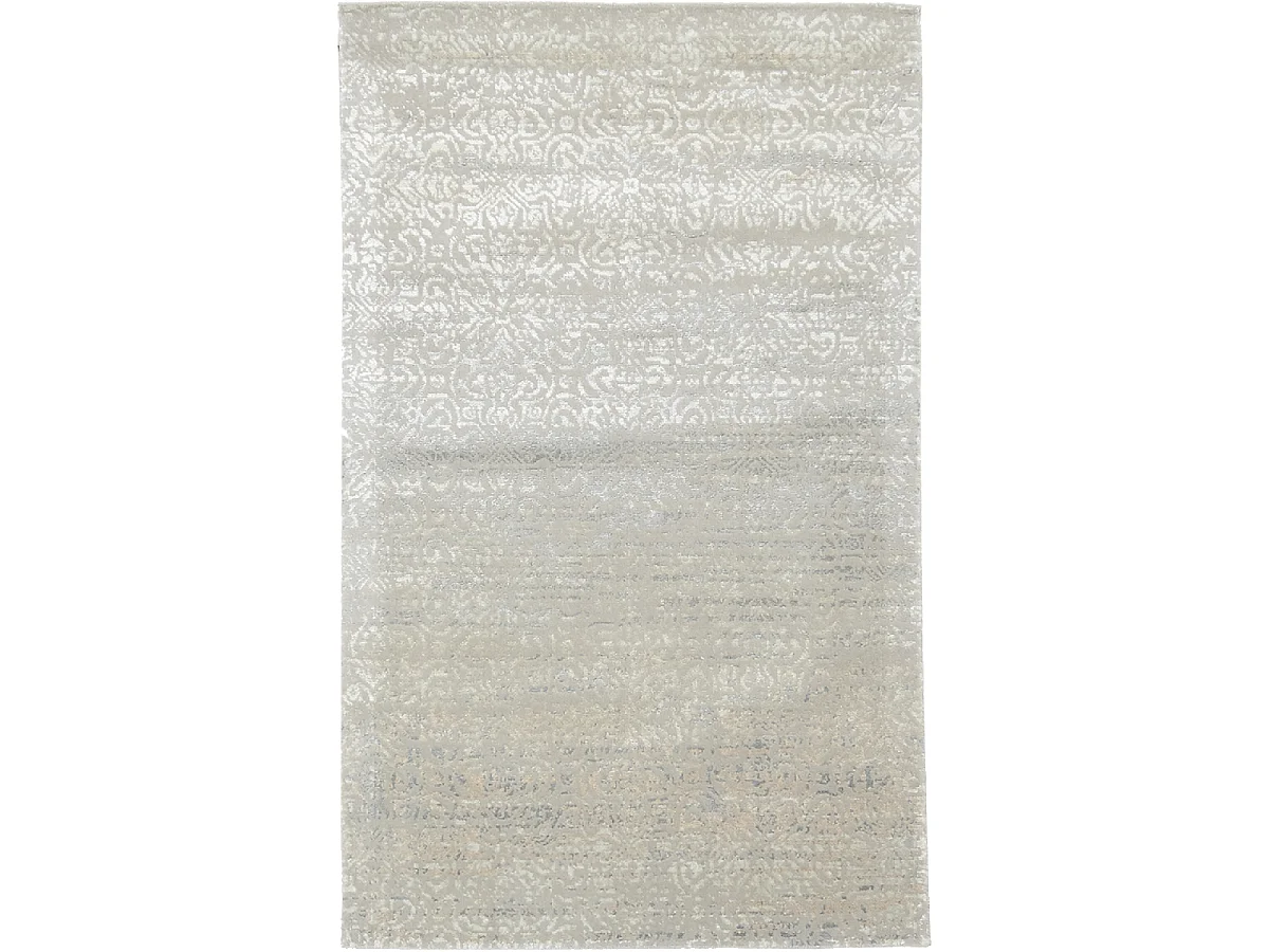 tapis chambre 105x165 fait main en laine gris et blanc rectangle motif uni BREZE