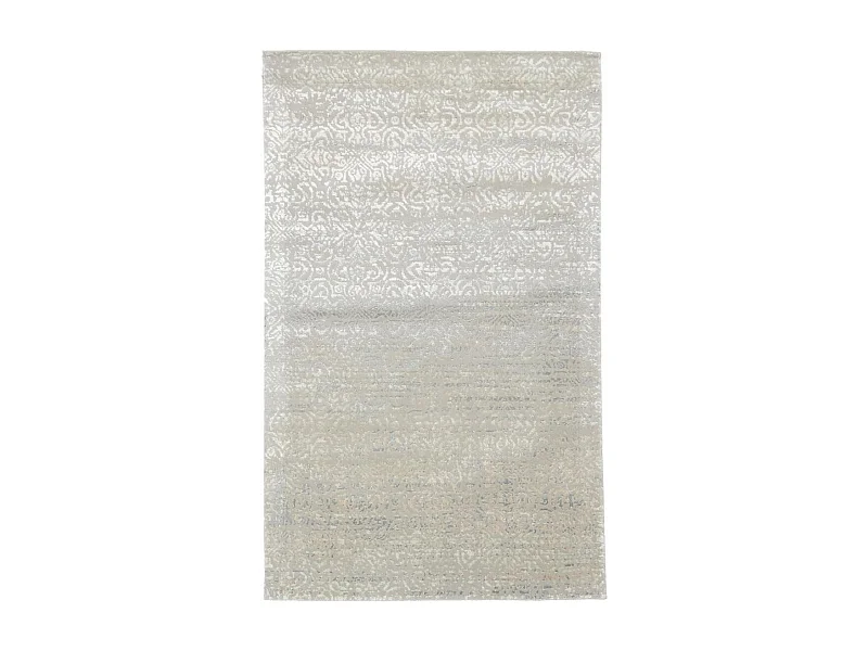 tapis chambre 105x165 fait main en laine gris et blanc rectangle motif uni BREZE