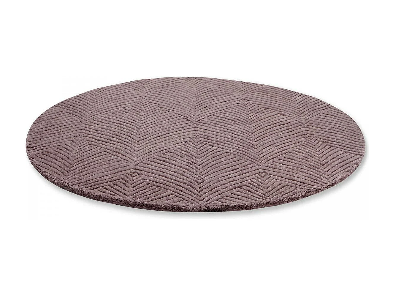Tapis rond Ø150cm fait à la main en laine motif faux uni pour salon FOLIA