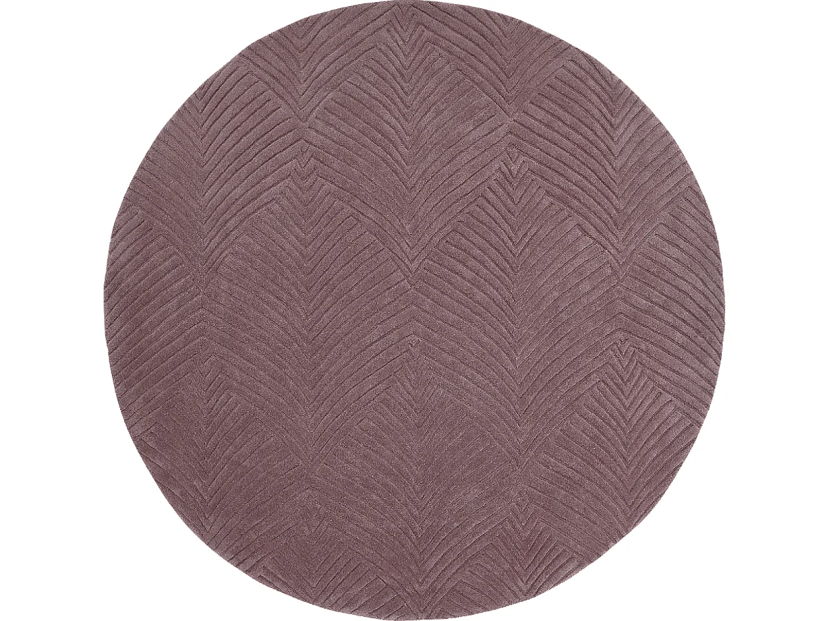 Tapis rond Ø150cm fait à la main en laine motif faux uni pour salon FOLIA