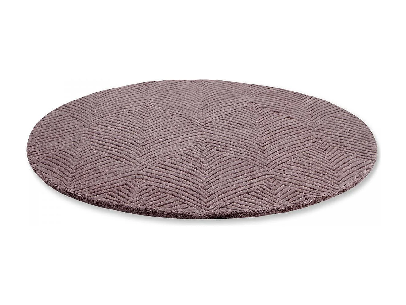 Tappeto rotondo Ø150cm realizzato a mano in finta lana tinta unita per soggiorno FOLIA