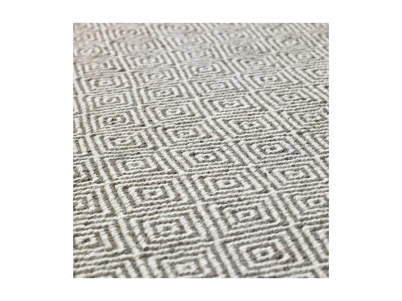 Tapis kilim 200x300 rectangle fait main en laine gris motif géométrique