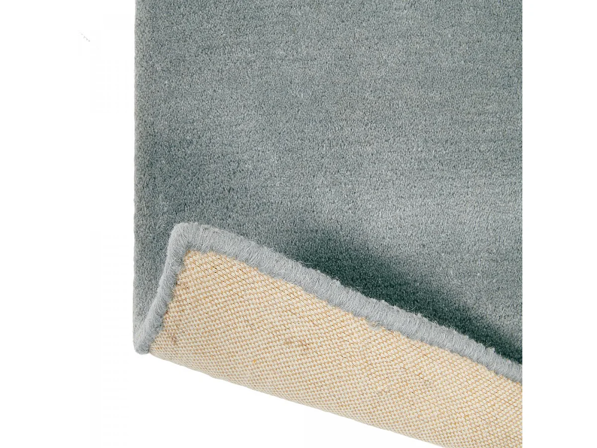 tapis salon 200x280 fait à la main en laine bleu et gris motif seventies